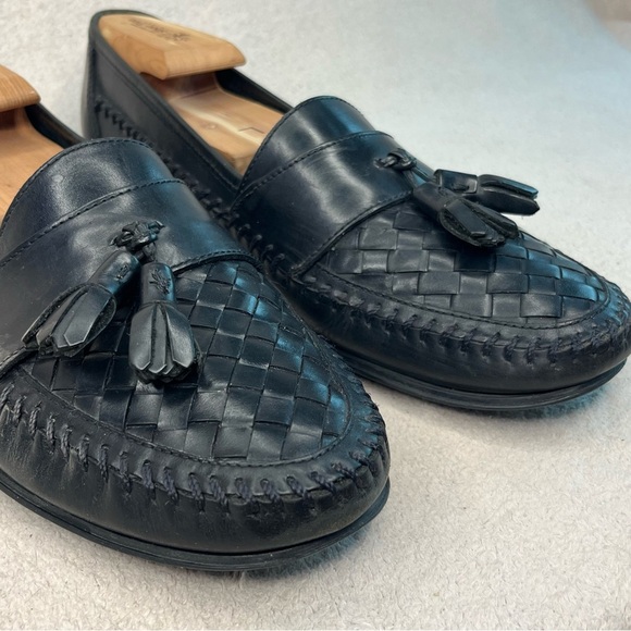 G.H. Bass & Co Woven Leather Tassel Loafers-Men’s 10-Black-Classic-Formal-Office - Picture 8 of 13